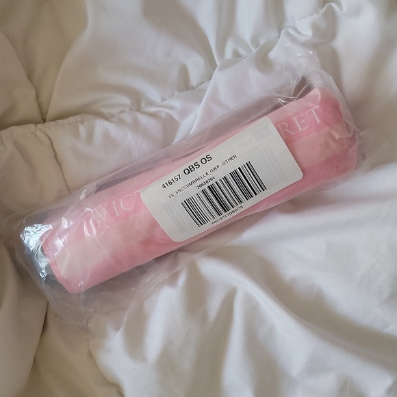VICTORIA'S SECRET Iconic Stripe Rain Pink Umbrella - Picture 2 of 4